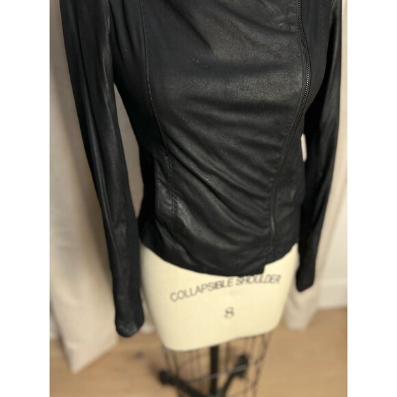 VINCE Lamb Leather Scuba Moto Jacket Sz XS Black Butter Soft - Picture 6 of 15
